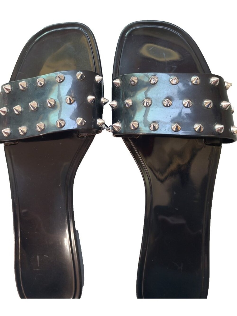 Women's Slide Sandals Size 6 Black Spiked Studded Punk Goth Alternative Slip On